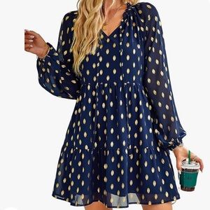 NWOT Blue and Gold Dress